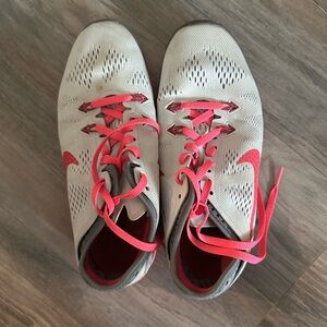 Nike White and Pink Sports Sneakers